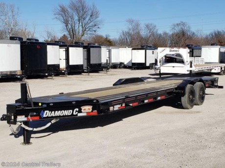Diamond C Low Profile Equipment Trailer
Frame Size L26x82
Axle 2 - 10K Electric Drum Brakes
Decals LPX
All LED Lights
Paint: Black
Tires: ST 215/75R 17.5 Single 18PLY 865 Steel Black
Tie Down Standard 5/8&quot; D-Rings (4 Total)
Stake Pockets 2&quot; x 3/8&quot; RUB Rail With Stake Pockets
Floor: Blackwood - Outer (L26&#39;)
Dovetail 36&quot; Self Cleaning Dove With Max Ramps
Step - 2 36&quot; Side Steps
Winch 12K Pop Up Winch Package
Solar Pulse Charging System 7 Watt
Jack Single 20K Hydraulic Jack
Fork Holder
Storage HD - V-Tongue V Box W/LID
Tongue Integral With Frame I BEAM
Coupler 2-5/16&quot; 21K Demco EZ-Latch Flat Mount.
Fender 3/16&quot; DIA Plate - Super Heavy Duty
Frame Engineered Beam
Cross Members 3&quot; I-Beam on 16&quot; Centers
Suspension: 10K Torsion Straight Axles