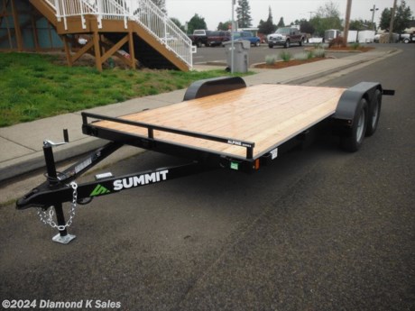 &lt;ul&gt;
&lt;li&gt;2024 SUMMIT A4FB716TA2-B Alpine 7 x 16 Car hauler,&lt;/li&gt;
&lt;li&gt;2 3500 lb. Rockwell American brake axles with 205/75/R 15 radial Nitro-Fill tires, 2&#39; dove tail, LED lights, 5&#39; ramps.&lt;/li&gt;
&lt;li&gt;(Removable Fenders add $200)&lt;/li&gt;
&lt;li&gt;Black.&lt;/li&gt;
&lt;li&gt;Serial # Available To Order&lt;/li&gt;
&lt;li&gt;A stake pocket spare mount is $100 and a Spare tire is $150&lt;/li&gt;
&lt;li&gt;PRICE &amp;amp; OPTIONS SUBJECT TO CHANGE&lt;/li&gt;
&lt;li&gt;&lt;span style=&quot;font-size: 10px;&quot;&gt;THERE IS A .5% DEALER PRIVILEGE TAX TO OREGON BUYERS ON ALL NEW VEHICLES INCLUDING TRAILERS AND WE HAVE A $50 DOC FEE.&lt;/span&gt;&lt;/li&gt;
&lt;/ul&gt;