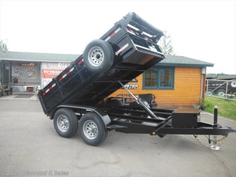 &lt;ul&gt;
&lt;li&gt;2022 Diamond K D10 6&#39; X 8&#39; Tandem Axle Dump (9990 lb G.V.W.R)&lt;/li&gt;
&lt;li&gt;2 5200 lb easy lube brake axles - 225/75/R 15&amp;nbsp;Radial tires on&amp;nbsp;Silver mod wheels - 5&quot;X 2&quot; channel Frame - 5&quot; channel tongue - 24&quot; 14 gauge sides - 10 gauge metal floor - 2 x 2 sidewall frame - stake pockets on outer top rail - tie rod on 3 sides - cam lock double rear doors - 12V double action KTI hydraulic pump - 10,000 lb. 36&quot;&amp;nbsp;cylinder(upgrade from old&amp;nbsp;30&quot;for better dump angle)&amp;nbsp;- lockable pump and battery box - 12V Battery Charger - LED lights -&amp;nbsp;approximate payload 7500 lb.&lt;/li&gt;
&lt;li&gt;Spare Tire Mount(Spare Adds $175)&lt;/li&gt;
&lt;li&gt;Tarp Mount Brackets(Tarp available)&lt;/li&gt;
&lt;li&gt;Black.&lt;/li&gt;
&lt;li&gt;Serial # F004676&lt;/li&gt;
&lt;li&gt;&lt;span style=&quot;font-size: 10px;&quot;&gt;THERE IS A .5% DEALER PRIVILEGE TAX TO OREGON BUYERS ON ALL NEW VEHICLES INCLUDING TRAILERS AND WE HAVE A $50 DOC FEE.&lt;/span&gt;&lt;/li&gt;
&lt;/ul&gt;
&lt;p&gt;&amp;nbsp;&lt;/p&gt;
&lt;p&gt;&amp;nbsp;&lt;/p&gt;