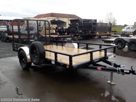&lt;ul&gt;
&lt;li&gt;2022 P J Trailer U812-3k 83&quot; X 12&#39; Utility, (2995 G.V.W.R)&lt;/li&gt;
&lt;li&gt;3500 lb. Brake axle - 205/75/R 15 radial tires on Black mod wheels - removable aluminum fenders - 4&#39; spring assist gate ramp - LED lights - 2&quot; bull dog coupler - 5000 lb swing down jack - 4&quot; channel frame and wrap tongue.&lt;/li&gt;
&lt;li&gt;Spare Tire &amp;amp; Mount&lt;/li&gt;
&lt;li&gt;Black Powder Coat.&lt;/li&gt;
&lt;li&gt;Serial # 2643470&lt;/li&gt;
&lt;li&gt;&lt;span style=&quot;font-size: 10px;&quot;&gt;THERE IS A .5% DEALER PRIVILEGE TAX TO OREGON BUYERS ON ALL NEW VEHICLES INCLUDING TRAILERS AND WE HAVE A $50 DOC FEE.&lt;/span&gt;&lt;/li&gt;
&lt;/ul&gt;