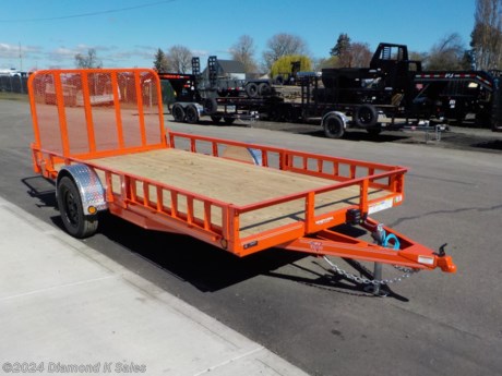 &lt;ul&gt;
&lt;li&gt;2022 P J Trailer U814-3.5K 83&quot; X 14&#39; Utility - (3500 G.V.W.R)&lt;/li&gt;
&lt;li&gt;3500 lb Dexter brake axle - 205/75/R 15&amp;nbsp;&amp;nbsp;radial tires on Black mod wheels - removable aluminum fenders - 4&#39; spring assist fold in gate ramp - 2&quot; bull dog coupler - 5000 lb swing down jack - 4&quot; channel frame and wrap tongue.&lt;/li&gt;
&lt;li&gt;LED lights.&lt;/li&gt;
&lt;li&gt;Spare Tire &amp;amp; Mount&lt;/li&gt;
&lt;li&gt;Side ATV Ramps&lt;/li&gt;
&lt;li&gt;Primer &amp;amp; Tractor Orange&amp;nbsp;Powder Coat.&lt;/li&gt;
&lt;li&gt;Serial # 2644481&lt;/li&gt;
&lt;li&gt;This trailer has a slight twist in the frame but tows great&amp;nbsp;&lt;/li&gt;
&lt;li&gt;&lt;span style=&quot;font-size: 10px;&quot;&gt;THERE IS A .5% DEALER PRIVILEGE TAX TO OREGON BUYERS ON ALL NEW VEHICLES INCLUDING TRAILERS AND WE HAVE A $50 DOC FEE.&lt;/span&gt;&lt;/li&gt;
&lt;/ul&gt;