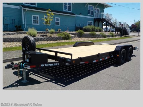 &lt;ul&gt;
&lt;li&gt;2023 P J CE20 Carhauler 83&quot; X 20&#39; (9899 lb G.V.W.R)&lt;/li&gt;
&lt;li&gt;2 5200 lb brake axles - 225/75/R 15 radial tires on black mod wheels - straight deck with 5&#39; rear slide in ramps - 2 5/16&quot; bulldog adjustable coupler - 5&quot; channel frame and wrap tongue - 3&quot; channel cross members on 16&quot; centers - 2 x 6 treated pine deck - 4 pair D-Rings - removable diamond plate steel fenders - LED Lights - 8000 lb. drop leg jack&lt;/li&gt;
&lt;li&gt;Front tongue box,&amp;nbsp;&lt;/li&gt;
&lt;li&gt;Rear Support Stands&lt;/li&gt;
&lt;li&gt;Black Powder Coat.&lt;/li&gt;
&lt;li&gt;Serial # 2650526&lt;/li&gt;
&lt;/ul&gt;
&lt;p&gt;&amp;nbsp;&lt;/p&gt;