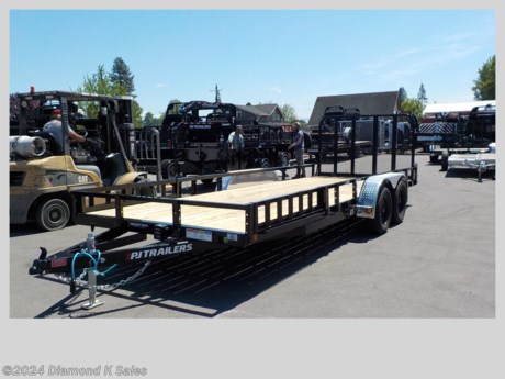 &lt;ul&gt;
&lt;li&gt;2023 P J Trailer UL20-7K 83&quot; X 20&#39; Utility Trailer. (7000 G.V.W.R)&amp;nbsp;&lt;/li&gt;
&lt;li&gt;2 3500 lb. Dexter (One brake) axles - 205/75/R 15 radial tires on black mod wheels - removable aluminum fenders - LED lights - 2&quot; bull dog coupler - 5000 lb swing down jack - 4&quot; channel frame and wrap tongue.&lt;/li&gt;
&lt;li&gt;Straight deck with 4&#39; spring assist Fold In gate ramp&lt;/li&gt;
&lt;li&gt;Side Mount ATV Ramps&lt;/li&gt;
&lt;li&gt;Spare Tire Mount(Spare adds $150)&lt;/li&gt;
&lt;li&gt;Primer &amp;amp; Black Powder Coat.&lt;/li&gt;
&lt;li&gt;Serial # 2660603&lt;/li&gt;
&lt;li&gt;The dove tail is not included in this trailer.&lt;/li&gt;
&lt;li&gt;&lt;span style=&quot;font-size: 10px;&quot;&gt;THERE IS A .5% DEALER PRIVILEGE TAX TO OREGON BUYERS ON ALL NEW VEHICLES INCLUDING TRAILERS AND WE HAVE A $50 DOC FEE.&lt;/span&gt;&lt;/li&gt;
&lt;/ul&gt;
&lt;p&gt;&amp;nbsp;&lt;/p&gt;