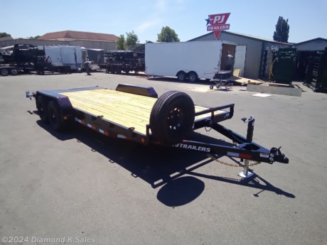 &lt;ul&gt;
&lt;li&gt;2024 P J CE18 Car Hauler 83&quot; X 18&#39; (9990 lb G.V.W.R)&amp;nbsp;&lt;/li&gt;
&lt;li&gt;2 5200 lb. brake axles - 225/75/R 15 radial tires on black mod wheels - 2 5/16&quot; Demco Adjustable coupler - 5&quot; channel frame and wrap tongue - 3&quot; channel cross members on 24&quot; centers - 2 x 6 treated pine deck - removable tread plate steel fenders - 5000 lb swing down jack - LED Lights - rear support stands.&lt;/li&gt;
&lt;li&gt;5&#39; Rear slide in ramps&lt;/li&gt;
&lt;li&gt;Spare Tire &amp;amp; Mount&lt;/li&gt;
&lt;li&gt;Black Powder Coat.&lt;/li&gt;
&lt;li&gt;Serial # 2665047&lt;/li&gt;
&lt;/ul&gt;
&lt;p&gt;&amp;nbsp;&lt;/p&gt;