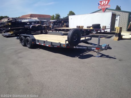 &lt;ul&gt;
&lt;li&gt;2024 P J CE18 Carhauler 83&quot; X 18&#39; (9990 lb G.V.W.R)&lt;/li&gt;
&lt;li&gt;2 5200 lb. brake axles - 225/75/R 15 radial tires on Black spoke wheels - 2&#39; dove with 5&#39; rear slide in ramps - &amp;nbsp;2&quot; Demco coupler - 5&quot; channel frame and wrap tongue - 3&quot; channel cross members on 24&quot; centers - 2 x 6 treated Pine deck - removable diamond plate Steel fenders - LED Lights - 7000 lb. drop leg jack, rear support jacks&lt;/li&gt;
&lt;li&gt;Spare Tire &amp;amp; Mount&amp;nbsp;&lt;/li&gt;
&lt;li&gt;Primer &amp;amp; Charcoal Grey Powder Coat.&lt;/li&gt;
&lt;li&gt;Serial # Available To Order&lt;/li&gt;
&lt;li&gt;PRICE &amp;amp; OPTIONS SUBJECT TO CHANGE&lt;/li&gt;
&lt;/ul&gt;
&lt;p&gt;&amp;nbsp;&lt;/p&gt;
