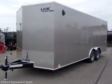 &lt;ul&gt;
&lt;li&gt;2024 Look EWLC8.5&#39; X 20&#39; Element Auto Hauler (9990 G.V.W.R.)&lt;/li&gt;
&lt;li&gt;2&amp;nbsp; 5200 lb brake axles - 225/75/R 15 radial tires on Black mod wheels - 6&quot; extra height - 30&quot; V-nose - ramp door with 4&#39; beaver tail and 4 D-rings - RV side door - 16&quot; O.C. sides, floor, &amp;amp; roof bows - 1 piece aluminum roof - screw less/bonded sides - 3/4 High Performance floor - 3/8 High Performance walls - 2 x 6 tube main frame - 84&quot; interior height - flow through vents - 2 dome lights - 24&quot; stone guard - 2000 lb. tongue jack - LED lights.&lt;/li&gt;
&lt;li&gt;Spare Tire &amp;amp; Interior Wall Mount Floor Level&lt;/li&gt;
&lt;li&gt;.030 Pewter Aluminum&lt;/li&gt;
&lt;li&gt;Serial # T108900&lt;/li&gt;
&lt;li&gt;&lt;span style=&quot;font-size: 10px;&quot;&gt;THERE IS A .5% DEALER PRIVILEGE TAX TO OREGON BUYERS ON ALL NEW VEHICLES INCLUDING TRAILERS AND WE HAVE A $50 DOC FEE.&lt;/span&gt;&lt;/li&gt;
&lt;li&gt;&lt;strong&gt;Limited 3 Year Warranty&lt;/strong&gt;&lt;/li&gt;
&lt;/ul&gt;