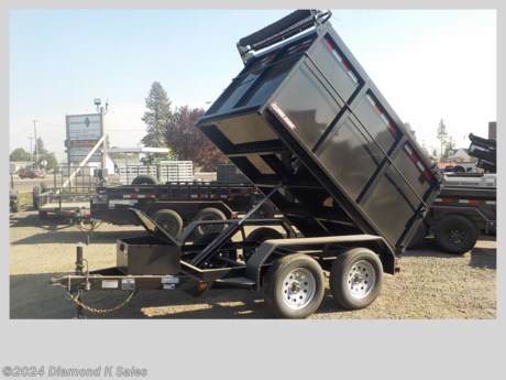 &lt;ul&gt;
&lt;li&gt;2024 Diamond K DT064 D7 5&#39; X 8&#39; X 4&#39; Tandem Axle Dump Trailer (7000 LB. G.V.W.R)&lt;/li&gt;
&lt;li&gt;2 3500 lb easy lube axles(1 brake axle) - 205/75/R 15&amp;nbsp;Radial tires on&amp;nbsp;Silver mod wheels - 5&quot; X 2&quot; channel Frame - 5&quot; channel tongue - 24&quot; 14 gauge sides - 10 gauge metal floor -&amp;nbsp;2 X&amp;nbsp;2 &amp;nbsp;sidewall frame - cam lock double rear doors - 12V double action KTI Hydraulic pump.&lt;/li&gt;
&lt;li&gt;Spare Mount(Spare Adds $150)&lt;/li&gt;
&lt;li&gt;Tarp Mount (Tarp $300 value included)&lt;/li&gt;
&lt;li&gt;LED Lights&amp;nbsp;&lt;/li&gt;
&lt;li&gt;Black.&lt;/li&gt;
&lt;li&gt;Serial # Available To Order&lt;/li&gt;
&lt;li&gt;Price &amp;amp; Options Subject To Change&lt;/li&gt;
&lt;li&gt;&lt;span style=&quot;font-size: 10px;&quot;&gt;THERE IS A .5% DEALER PRIVILEGE TAX TO OREGON BUYERS ON ALL NEW VEHICLES INCLUDING TRAILERS AND WE HAVE A $50 DOC FEE.&lt;/span&gt;&lt;/li&gt;
&lt;/ul&gt;