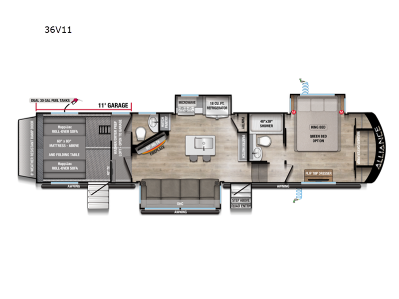 2026 Alliance RV Valor 36V11 - New Toy Hauler For Sale by Blue Compass RV Springfield in Strafford, Missouri features Slideout