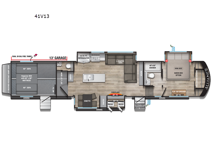 2026 Alliance RV Valor 41V13 - New Toy Hauler For Sale by Blue Compass RV Springfield in Strafford, Missouri features Slideout