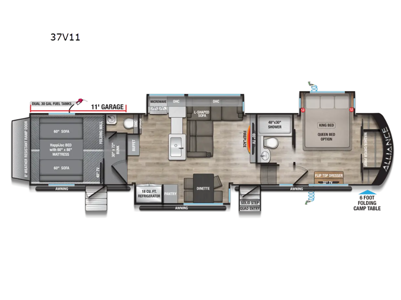 2027 Alliance RV Valor 37V11 - New Toy Hauler For Sale by Blue Compass RV Springfield in Strafford, Missouri features Slideout