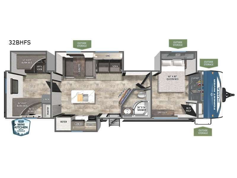 2027 Forest River Puma 32BHFS - New Travel Trailer For Sale by Blue Compass RV Springfield in Strafford, Missouri features Slideout