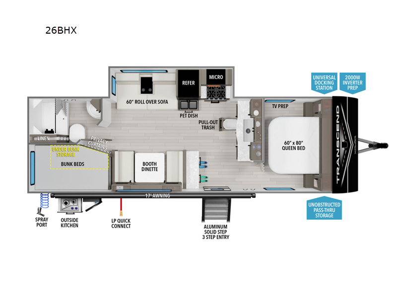 2025 Grand Design Transcend Xplor 26BHX - Used Travel Trailer For Sale by Blue Compass RV Springfield in Strafford, Missouri features Slideout