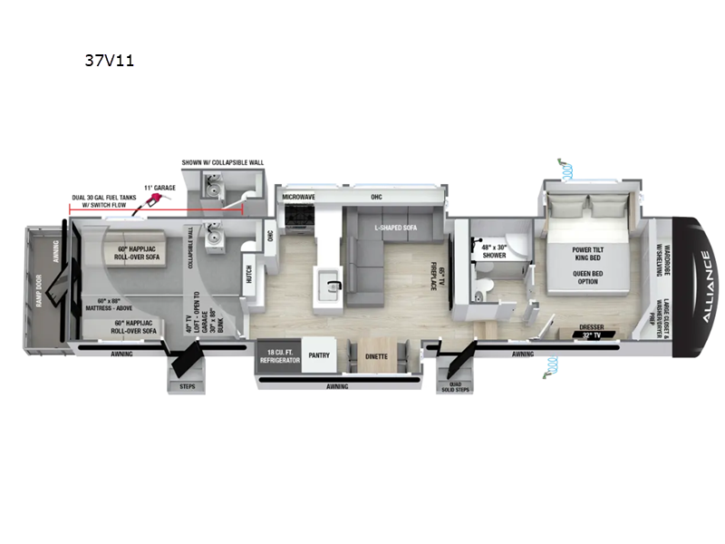 2027 Alliance RV Valor 37V11 - New Toy Hauler For Sale by Blue Compass RV Springfield in Strafford, Missouri features Slideout