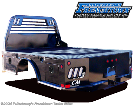 NEW CM TRUCK BEDS, MODEL SK 84&quot; / 84&quot; / 40&quot; / 42&quot; (SK) 2RTB, 84&quot; LONG X 84&quot; WIDE X 40&quot; CAB TO AXLE X 42&quot; WIDE RAILS, W/ 3/8&quot; X 2&quot; RUBRAIL W/ STAKE POCKETS, FITS NEW FORD SHORT WHEEL BASE SINGLE WHEEL THAT HAD A 6&#39; BED ON IT, 4&quot; CHANNEL FRAME RAILS, 3&quot; CHANNEL CROSSMEMBERS, SOLID ONE PIECE REAR SKIRT W/ STEP AND 4 RED AND 2 WHITE LED LIGHTS,, 1/8&quot; STEEL TREAD PLATE FLOOR, 2 RIGHT AND 2 LEFT TOOL BOXES, B&amp;W REAR RECEIVER TUBE HITCH AND B&amp;W GN HITCH W/ WELDED BALL IN RECESSED BOX, TUBULAR STEEL HEADACHE RACK W/ 2 RED AND 2 WHITE LED LIGHTS, RV PLUG IN GN BOX, RV PLUG AND 4 FLAT IN REAR SKIRT, 937# SHIPPING WEIGHT,. S/N: KC00269443