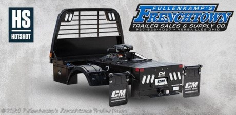 NEW CM TRUCK BEDS, MODEL STEEL HOTSHOT TRUCK BODY, 9&#39;4&quot; L X 84&quot; W X 60&quot; CTA X 34&quot; FRAME RAILS, WELDED SUPER DUTY 1-PC TUBE HEADACHE RACK W/ (4) LED 6&quot; OVAL LIGHTS, 4&quot; STRUCTURAL CHANNEL STEEL FRAME, 3&quot; X 3/16&quot; CHANNEL CROSSMEMBERS, 1/8&quot; STEEL TREADPLATE DECK, SOLID 1-PC REAR SKIRT W/ (6) LED LIGHTS, SIDERAIL W/ STAKE POCKETS ON FUEL DECK, ANGLED FUEL FILL, (2) FRONT UNDERBODY TOOLBOXES INTEGRATED W/ BED, T-HANDLE COMPRESSION LATCHES, MOLDED PLASTIC FENDERS W/ HANGER BARS, 30,000# RATED CURT RAIL SYSTEM COMPATIBLE W/ GN OR 5TH WHEEL HITCHES ( NOT INCLUDED ), B &amp; W 18,500# RECEIVER HITCH , DOT LEGAL, LED LIGHTING PACKAGE, SEALED WIRING HARNESS, 7-WAY &amp; 4-FLAT COMBO PLUG ON REAR SKIRT, BLACK IN COLOR, 915# SHIPPING WEIGHT, SN: M500301291
