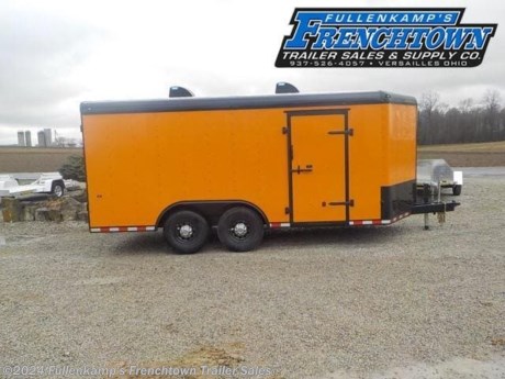 2022 INTERSTATE MFG. MODEL IWD 816 TA4 XLT, ORANGE W/ BLACKOUT TRIM PACKAGE AND BLACK SCREWS, 102&quot; OVERALL WIDE, 8&#39; WIDE INDISE X 16&#39; LONG PLUS THE WEDGE FRONT X 6&#39;8&quot; TALL W/ (2) 6000# TORSION AXLES W/ ELECTRIC BRAKES, ST-235/80 R16 LR E TIRES ON 8 BOLT MOD WHEELS W/ CHROME CENTER CAPS, 12V BREAK-A-WAY SWITCH W/ BATTERY AND CHARGER, TRIPLE TUBE TONGUE EXTENDED 1&#39; W/ 7K DROPLEG JACK, 2-5/16&quot; BALL COUPLER W/ SAFETY CHAINS, 8&quot; I-BEAM MAIN FRAME, CROSSMEMBERS, WALL POSTS, AND ROOF BOWS 16&quot; OC, .030 ALUMINUM EXTERIOR W/ BARRIER TAPE BETWEEN THE ALUMINUM EXTERIOR AND THE STEEL WALL POSTS, 1 PIECE ALUMINUM ROOF W/ 1 PIECE FIBERGLASS CAP, AERODYNAMIC WEDGE FRONT, 3/8&quot; PLY WOOD INTERIOR WALLS W/ 2 STRIPS OF E-TRACK ON WALLS, 3/4&quot; DRYMAX WATER RESISTANT PLYWOOD FLOOR, 24&quot; ATP STONE GUARD, 36&quot; HEAVY DUTY ALUMINUM FRAME CURB SIDE DOOR, SPRING ASSISTED REAR RAMP DOOR, 4 - 12V LED DOME LIGHT W/ 2 SWITCHES, 2 LED LOADING LITES W/ SWITCH, 2 NON POWERED ROOF VENTS W/ MAX AIR COVERS , ORANGE IN COLOR W/ BLACK SCREWS AND TRIM, 12000# GVWR, 2840 SHIPPING WEIGHT. SN: 1UK500G25N1106440