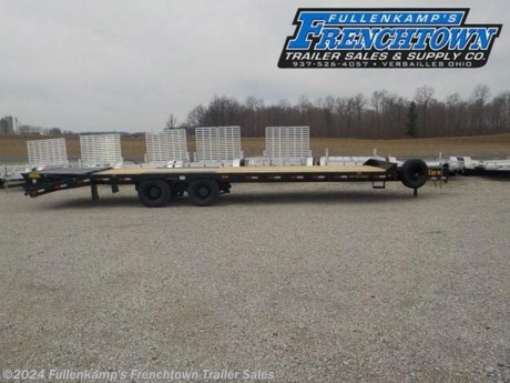 2022 BIG TEX TRAILER MFG. MODEL 22PH-HD 25HD-BK + 5 MEGA RAMP LO-PRO FLATBED, 102&#39;&#39; OVERALL WIDE W/ RUB RAIL &amp; STAKE POCKETS 6&#39;&#39; CHANNEL OUTER RAIL, X 25&#39; FLAT DECK, PLUS 5&#39; OPEN STEEL DOVETAIL W/ 2 - 5&#39; SPRING ASSIST FOLD OVER MEGA RAMPS, 12K SPRING ASSIST DROPLEG JACK, ADJUSTABLE PINTLE HITCH COUPLER W/ SAFETY CHAINS, SIDE STEPS ON EACH SIDE, TREATED FLOORING, ST-235/80R X 16&#39;&#39; LOAD RANGE &quot;E&quot; TIRES, 8 - BOLT FLAT FACE OEM DUAL WHEELS, W/ SPARE TO MATCH, 10K DEXTER OIL BATH AXLES W/ HEAVY DUTY SLIPPER SPRING SUSPENSION, 12&#39;&#39; I BEAM MAIN FRAME, W/ 3&#39;&#39; CHANNEL CROSSMEMBERS 16&#39;&#39; ON CENTER, DOT LEGAL, RV PLUG, RUBBER MOUNTED LED LIGHTS W/ SEALED HARNESS, BLACK IN COLOR, 23900# GVWR, APROX 6100# SHIPPING WEIGHT. SN: 16V2F3625N6130558