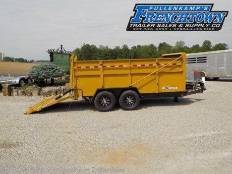 2023 B-WISE TRAILER MFG. MODEL DU14-15 ULTIMATE HYDRAULIC DUMP TRAILER, 102&#39;&#39; OVERALL WIDE, 82&#39;&#39; WIDE INSIDE THE BED, X 14&#39; LONG ON THE FLOOR, ONE-PIECE SMOOTH STEEL 10 GAUGE FLOOR, W/ 3&#39;&#39; CHANNEL CROSSMEMBERS, 48&#39;&#39; SOLID SIDES W/ 20&#39;&#39; FOLD DOWN EXTENSIONS ON TOP, TARP RAIL W/ SPRING LOADED TAR KIT, STAKE POCKETS, HYDRAULIC DOUBLE ACTING REAR GATE, 47 DEGREE DUMP ANGLE, 6 - &quot;D&quot; RINGS INSIDE THE BED, DROP DOWN REAR STABILIZER LEGS @ THE REAR OF THE TRAILER, SELF CONTAINED HYDRAULIC SYSTEM, POWER UP &amp; DOWN, REMOTE CORD W/ WIRELESS REMOTE, GROUP 27 DEEP CYCLE BATTERY, W/ CHARGE WIRE FROM THE TOW VEHICLE &amp; 110 VOLT TRICKLE CHARGER, TANDEM STEEL DIAMOND PLATE FENDERS, SINGLE HYDRAULIC JACK, ADJUSTABLE 2 5/16&quot; COUPLER W/ SAFETY CHAINS, ST-235/80R X 16&#39;&#39; LOAD RANGE &quot;E&quot; RADIAL TIRES, 8 - BOLT ALUMINUM WHEELS, W/ SPARE TO MATCH, DEXTER 7000# SLIPPER SPRING AXLES, DOT LEGAL, RV PLUG, LOCKABLE TOOL, PUMP, &amp; BATTERY BOX, RUBBER MOUNTED LED LIGHTS W/ SEALED HARNESS, CAT YELLOW/ BLK FRAME IN COLOR, 15400# GVWR, 5420# SHIPPING WEIGHT, SN: 58CB1DC23PC000735