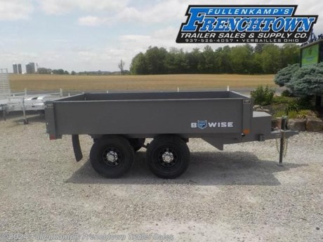 2023 B-WISE TRAILER MFG. MODEL DTR610D-10 DECK OVER HYDRAULIC DUMP TRAILER, 77&quot; OVERALL WIDE, 6&#39; BETWEEN THE 17&#39;&#39; - 14 GAUGE SIDES OF THE BED W/ FULL LENGTH STAKE POCKETS X 10&#39; LONG, W/ 12 GAUGE SMOOTH FLOORING, 1 - PIECE TAIL GATE, POWER-UP ONLY HYDRAULIC UNIT W/ 20&#39; REMOTE CORD &amp; CHARGE WIRE FROM THE TOW VEHICLE, 4&#39;&#39; SINGLE CYLINDER LIFT, W/ A GROUP 27 DEEP CYCLE BATTERY INSIDE LOCKABLE BOX W/ SHOCK, CHANNEL MAIN FRAME, 3&#39;&#39; CHANNEL CROSSMEMBERS, 5K TOP WIND JACK W/ SAND PAD, 2 - 5/16&quot; BALL COUPLER W/ SAFETY CHAINS, ST-225/75D X 15&quot; LOAD RANGE &quot;D&quot; BIAS TIRES, 6 - BOLT MOD WHEELS, (2) 5200# DEXTER SPRING AXLES W/ NEV-R-ADJUST BREAKES, DOT LEGAL LIGHTING 7- WAY RV PLUG, 9990# GVWR, 1960# SHIPPING WEIGHT, HTONE GRAY IN COLOR, SN: 58CB1DA20PC001652