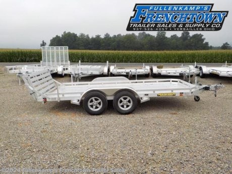 2023 ALUMA TRAILER MFG. MODEL 7814TA-EL-BT-TR-RTD TANDEM UTILITY TRAILER, 101-1/2&#39;&#39; OVERALL WIDE, 77-1/2&#39;&#39; BETWEEN THE TANDEM ALUMINUM TEAR DROP REMOVABLE FENDERS, X 14&#39; LONG FLAT DECK, W/ BI-FOLD TAIL GATE, W/ DROP DOWN STABILIZER LEGS, &amp; 3 - STAKE POCKETS ON EACH SIDE, &amp; 4 - STAINLESS STEEL RECESSED &quot;D&quot; RING TIE DOWNS, 1500# SWIVEL JACK W/ CASTER WHEEL, 2-5/16&#39;&#39; BALL COUPLER W/ SAFETY CHAINS, ALUMINUM PLANK FLOORING, ST-205/75R X 14&#39;&#39; LOAD RANGE &quot;C&quot; RADIAL TIRES, 545 ALUMINUM WHEELS, 3500# TORSION AXLES, DOT LEGAL, RV PLUG, LED LIGHTS W/ SEALED HARNESS, ALL ALUMINUM CONSTRUCTION, 7000# GVWR, 1110# SHIPPING WEIGHT, SN: 1YGUS1427PB259825