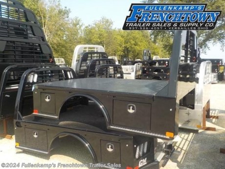 NEW CM TRUCK BEDS, MODEL SK 8&#39;6&quot; / 84&quot; / 56&#39;&#39; / 42&quot; (SK) 8&#39;6 LONG X 84&quot; WIDE X 56&quot; CAB TO AXLE X 42&quot; WIDE RAILS, FITS LONG WHEEL BASE SINGLE WHEEL TRUCK THAT HAD AN 8&#39; BED ON IT, 4&quot; CHANNEL FRAME RAILS, 3&quot; CHANNEL CROSSMEMBERS, SOLID ONE PIECE REAR SKIRT W/ STEP AND LED LIGHTS,, 1/8&quot; STEEL TREAD PLATE FLOOR, 2 RIGHT AND 2 LEFT TOOL BOXES, 18,500# B&amp;W REAR RECEIVER TUBE HITCH AND 30,000# B&amp;W GN HITCH W/ WELDED BALL IN RECESSED BOX &amp; 7-WAY RV PLUG IN GN BOX, TUBULAR STEEL HEADACHE RACK W/ LED LIGHTS, RV PLUG AND 4 FLAT IN REAR SKIRT. 1259# SHIPPING WEIGHT, S/N: KC00313995
