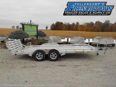 2023 ALUMA TRAILER MFG. MODEL 7816-TA-BT TANDEM AXLE UTILITY TRAILER, 101-1/2&quot; OVERALL WIDE, 78&quot; BETWEEN THE FENDERS X 16&#39; LONG BED, FULL WIDTH BI-FOLD TAIL GATE, W/ 7&quot; HEAVY DUTY EXTRUDED ALUMINUM FRAME SIDES AND FRONT RAIL, REAR STABILIZER LEGS, (6) TIE DOWN LOOPS (3) PER SIDE, 48&quot; LONG A-FRAMED TONGUE, 10&quot; ALUMINUM TEARDROP FENDERS, 1200# SWIVEL TONGUE JACK W/ WHEEL, 2-5/16&quot; BALL COUPLER W/ SAFETY CHAINS, ALUMINUM PLANK FLOORING, ST205/ 75R LOAD RANGE C RADIAL TIRES ON 5-4.5 BOLT PATTERN ALUMINUM LYNX WHEELS, (2) 3500# RUBBER TORSION AXLES W/ BRAKES ON BOTH AND COMPLETE BREAK-A-WAY SYSTEM AND BATTERY, DOT LEGAL, LED LIGHTING PACKAGE, 7-WAY RV PLUG, ALUMINUM IN COLOR, 7000# GVWR, 1160# SHIPPING WEIGHT, SN: 1YGUS1625PB262672