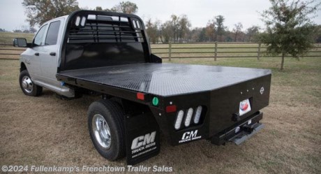NEW CM TRUCK BEDS, MODEL RD 9&#39;4&quot; / 97&quot; / 60&quot; / 34&quot; (CABCHASS) -SD, 97&quot; WIDE X 9&#39;4&quot; LONG, W/ 3/8&quot; X 2&quot; RUBRAIL W/ STAKE POCKETS, FITS GM, FORD, &amp; DODGE CAB TO CHASSIS 60&#39;&#39; CAB TO AXLE, 4&quot; CHANNEL FRAME RAILS, 3&quot; CHANNEL CROSSMEMBERS, SOLID ONE PIECE REAR SKIRT W/ TAPERED CORNERS W/ 4 RED AND 2 WHITE LED LIGHTS,, 1/8&quot; STEEL TREAD PLATE FLOOR, B&amp;W REAR RECEIVER TUBE HITCH RATED 18,500# AND B&amp;W GN HITCH W/ WELDED BALL IN RECESSED BOX RATED AT 30,000#, TUBULAR STEEL HEADACHE RACK W/ 2 RED AND 2 WHITE LED LIGHTS, 7-RV PLUG IN GN BOX, RV PLUG AND 4 FLAT IN REAR SKIRT. 963# SHIPPING WEIGHT, SN: MB00342047