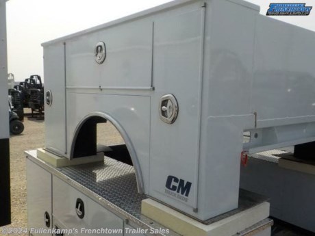NEW CM TRUCK BEDS, MODEL CMG 82&quot; X 78&quot; X 40&quot; VV - SS GALVANEAL WELDED SERVICE BODY, (SERVBODY), 82&quot; LONG BED X 78&quot; WIDE, 40&quot; CAB TO AXLE, FITS SHORT BED SINGLE WHEEL TRUCKS THAT HAD A 6&#39; BED, 11GA. GALVANEAL DECK, 16GA GALVANEAL BODY (A60), WELDED FENDER PANEL, STAINLESS STEEL ROD &amp; SOCKET DOOR HINGES W/ GAS CYLINDER STYLE DOOR HOLDERS, RECESSED REAR BUMPER W/ / VISE SOCKET IN BUMPER, AUTOMOTIVE S.S. ROTARY LATCHES, CONDUIT IN UNDER STRUCTURE, WELDED BODY FOR SECURE ATTACHMENT, AUTOMOTIVE D-BULB WEATHER STRIPPING, MULTI-PANEL DOOR W/ INTERNAL REINFORCEMENTS, POWDER COATED INTERIOR TOOL BOXES, HEAVY DUTY REAR TAILGATE WITH LATCH, VERTICAL BOXES IN FRONT AND BACK OF WHEEL EACH SIDE ( V-V ), SOLID STEEL FULL LENGTH ON BOTH SIDES ( S-S ), DOT LEGAL, OVAL LED IN REAR OF BED, WHITE IN COLOR, 1050# SHIPPING WEIGHT, SN: DB57396