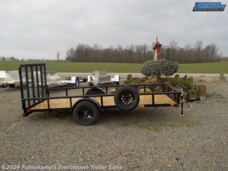 2024 BIG TEX TRAILER MFG. MODEL 35SA-14BK 4RG UTILITY TRAILER, 97&#39;&#39; OVERALL WIDE, 77&#39;&#39; BETWEEN THE FENDERS, X 14&#39; LONG, W/ 13&#39;&#39; SIDES W/ 2&#39;&#39; TUBE TOP RAIL, W/ 4&#39; REAR RAMP GATE &amp; 4 TIE LOOPS, 2K TOP WIND JACK W/ SAND PAD, 2&#39;&#39; BALL COUPLER W/ SAFETY CHAINS &amp; 3&#39;&#39; CHANNEL TONGUE, SINGLE 9&#39;&#39; X 32&#39;&#39; STEEL FENDERS, TREATED FLOORING, ST205/75R X 15&#39;&#39; LOAD RANGE &quot;C&quot; TIRES, 5 BOLT WHEELS W/ SPARE, (1) 3500# SPRING AXLE - NO BRAKES, E-Z LUBE HUB, 3&#39;&#39; X 2&#39;&#39; X 3/16&#39;&#39; ANGLE IRON MAIN FRAME, 3&#39;&#39; X 2&#39;&#39; X 3/16&#39;&#39; CROSSMEMBERS, DOT LEGAL, FLAT 4 PLUG, BLACK IN COLOR, 2995# GVWR, 1210# SHIPPING WEIGHT, SN: 16V1U1718R3321152
