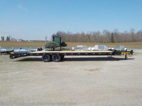 &lt;p&gt;2024 &amp;nbsp;BIG TEX TRAILER MFG. &amp;nbsp; MODEL &amp;nbsp;14PH-25BK+5MR &amp;nbsp; LO-PRO FLATBED, &amp;nbsp; 102&#39;&#39; OVERALL WIDE W/ RUBRAIL &amp;amp; STAKE POCKETS, X 25&#39; FLATDECK, PLUS 5&#39; OPEN STEEL &amp;nbsp;DOVETAIL W/ 5&#39; SPRING ASSIST MEGA FOLD OVER &amp;nbsp;OR STANDUP RAMPS, SINGLE 12K SPRING ASSIST JACK, ADJUSTABLE PINTLE COUPLER W/ SAFETY CHAINS, SIDE STEPS ON EACH SIDE, TREATED FLOORING, &lt;strong&gt;UPGRADED ST-235/80R X 16&#39;&#39; LOAD&lt;/strong&gt; &lt;strong&gt;RANGE &quot;G&quot; TIRES&lt;/strong&gt;, 8 - BOLT MOD WHEELS, W/ SPARE TO MATCH, 7000# &amp;nbsp;DEXTER SLIPPER SPRING AXLES, 12&#39;&#39; IBEAM MAIN FRAME, 3&#39;&#39; CHANNEL CROSSMEMBERS ON 16&#39;&#39; CENTERS, 5&#39;&#39; CHANNEL OUTER RAIL, DOT LEGAL, RV PLUG, RUBBER MOUNTED LED LIGHTS W/ SEALED HARNESS, BLACK IN COLOR, 15900# GVWR, 5080# SHIPPING WEIGHT, &amp;nbsp;SN: 16V2F3623R6335866&lt;/p&gt;