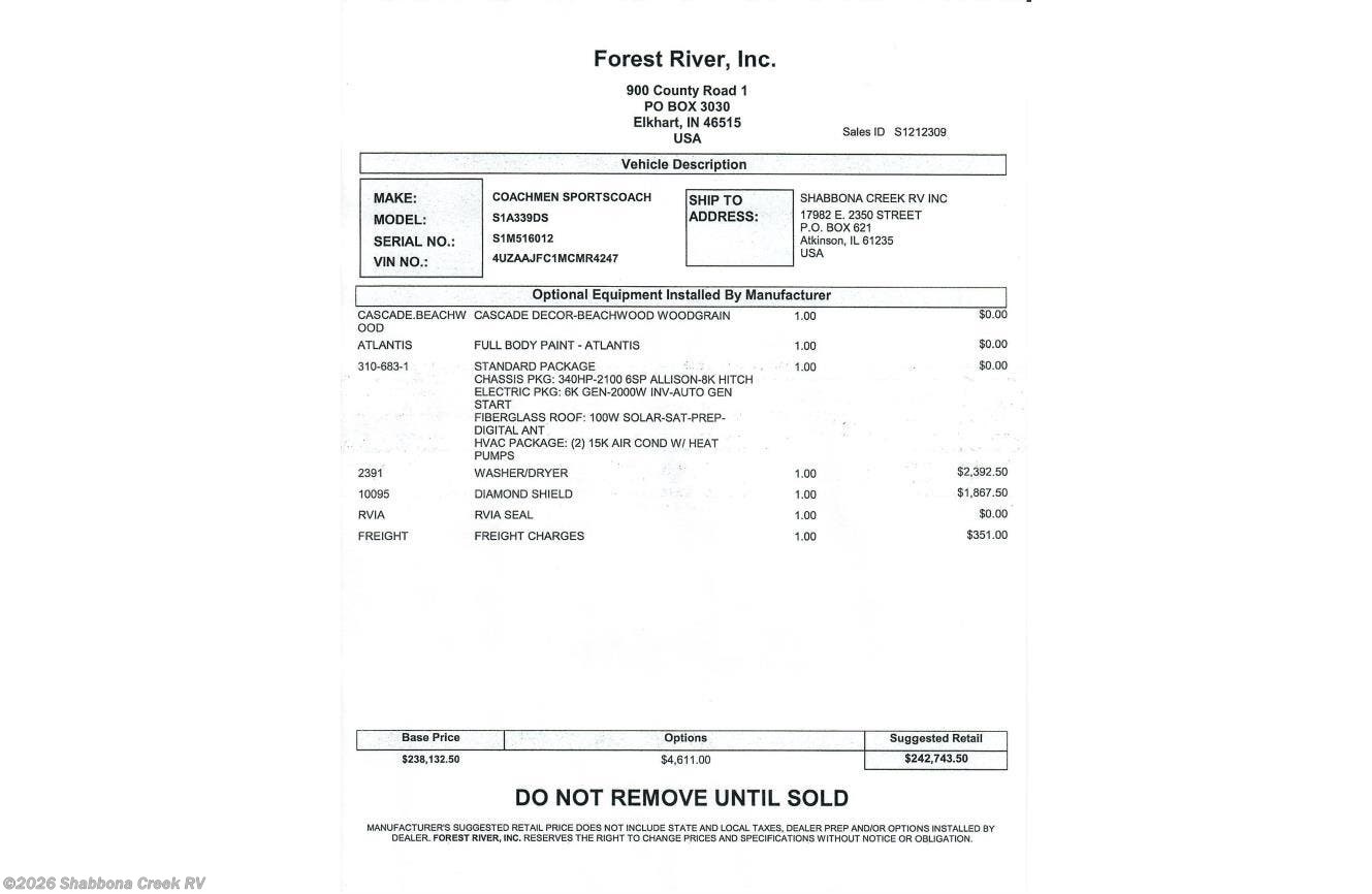 2021 Sportscoach SRS 339DS * by Coachmen from Shabbona Creek RV in Atkinson, Illinois
