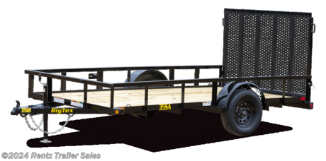SINGLE AXLE UTILITY TRAILER
At a generous 77&quot; wide, the 35SA Single Axle Utility Trailer from Big Tex is ideal for home and garden tasks and can even accommodate many side-by-side models. Available &quot;X&quot; configurations of the 35SA push the width to 83&quot; adding deck space, capability and versatility. 
SPECS
AXLE 3,500# EZ Lube Axle w/ Brake Flanges 
JACK 2,000# Top Wind, Set-Back Jack
TIRES T205/75R-15 Load Range C
FLOOR 2&quot; Treated Pine or Douglas Fir*
FRAME 3&quot; x 2&quot; x 3/16&quot; Angle
WHEEL 15&quot; x 5; Black Mod, 5 on 5 Bolt Pattern
FINISH Superior Quality Finish is Applied for a Highly Decorative and Protective Finish
LIGHTS L.E.D. D.O.T. Stop, Tail, Turn &amp; Clearance
TONGUE 3&quot; Channel
COUPLER 2&quot; A-Frame
FENDERS 9&quot; x 32&quot; Rolled Formed w/ Back
G.V.W.R. 2,995#
TOP RAIL 2&quot; x 2&quot; Square Tubing
UPRIGHTS 15&quot; Tall Angle, 2&quot; Angle
ELEC. PLUG 4-Way Flat w/ Loom
HITCH TYPE Bumper Pull
SUSPENSION Multi-Leaf Spring
CROSSMEMBERS 3&quot; x 2&quot; x 3/16&quot; Angle
FINISH (Prep) Steel is Cleaned to Ensure a Professional, Smooth Finish
SAFETY CHAINS 1/4&quot; Grd. 30 w/ Safety Latch Hook (2 ea)
G.A.W.R. (Ea. Axle) 2,995#
null