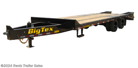 22PH TANDEM DUAL WHEEL PINTLE TRAILER
The 22PH from Big Tex Trailers is a tandem dual wheel pintle hauler. Standard features include two 10K axles, a spare tire and wheel, an LED lighting package and a low-profile bed with a pierced-beam frame.
SPECS
AXLE (2) 10,000# Dual Wheel w/ Electric Brakes (Oil Bath)
JACK 12,000# Drop Leg Jack (Bolted On)
TIRE ST235/80 R-16 Load Range E Dual
FLOOR 2&quot; Treated Pine or Douglas Fir*
FRAME 12&quot; I-Beam
WHEEL 16&quot; x 6&quot;; Black Dual 8 Bolt
FINISH Superior Quality Finish is Applied for a Highly Decorative and Protective Finish.
LIGHTS L.E.D. D.O.T. Stop, Tail, Turn &amp; Clearance
TONGUE 12&quot; I-Beam, 16#
COUPLER 3&quot; ID Pintle Ring
DOVETAIL 5 Cleated Dovetail w/5 Double Hinged, Spring-Assisted Flip-Over Ramps
G.V.W.R. 23,900#
ELEC. PLUG 7-Way RV
HITCH TYPE Pintle Hitch
SIDE RAILS 8&quot; Channel w/Rub Rail, Stake Pockets, and Chain Spools
SUSPENSION Heavy Duty 30,000# Adjustable
CROSSMEMBERS 3&quot; Channel
FINISH (Prep) Steel is Cleaned to Ensure a Professional Smooth Finish.
SAFETY CHAINS 3/8&quot; Grd. 70 w/Safety Latch Hook (2 each)
G.A.W.R. (Ea. Axle) 10,000#
null