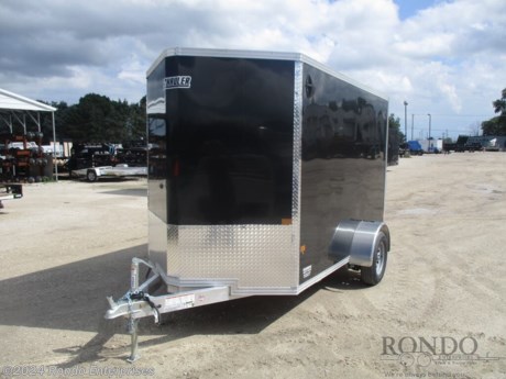Stock #17593 New 2023 EZ Hauler 6x10&#39; Enclosed Cargo, Model: EZEC6X10-IF, 2990 lbs GVW; Number of axle(s): 1; Per axle capacity: 3500 lbs; Aluminum construction, Bumper hitch,   All Aluminum -Ramp w tapered edge, 32x72 inch Side door w Flush lock, 2&#39; V-nose, 6 inch Extra height, Side Vents, 4 5k D-rings, LEDs, 5/8 inch Flooring, 3/8 inch Walls, 24 inch on center crossmembers Floor/Roof, 16 inch on center crossmembers Walls, 24 inch Stoneguard, Screwless skin, Spring suspension, Idler axle wtih 4 inch drop, No brakes, 6.5 Feet Interior Height. Color: Black. Estimated shipping weight as stated by Mfg: 905#. *Spare tire is NOT included. Sold separately. *Price reflects discount for aging and/or model year (may have scratches, fading, rust spots, etc).   Estimated payload capacity: 2085 lbs, Vin #5WFBE1015PS023192.  Mfg Limited Warranty. Exclusions may apply. Located in Sycamore, IL 60178. All prices advertised do NOT include doc fee, taxes, title, and plate fees.   Go to www.rondotrailer.com for more information and to see our HUGE selection of inventory.  We&#39;re here to help because we&#39;re always behind you!     Tags:Enclosed Cargo   Aluminum Aluminum Enclosed Cargo Enclosed Cargo Haulers Cargo_enclosed Enclosed Trailer Cargo Trailer .