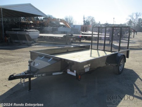 Stock #17789 New 2022 Rice 82x12&#39; Single Axle Utility, Model: SST8212, 2990 lbs GVW; Number of axle(s): 1; Per axle capacity: 3500 lbs; Steel construction, Bumper hitch, A-MAY-zing Spring Sale!&amp;nbsp;April showers have come and gone. And now May is blooming with DEALS! While supplies last - Don&amp;apos;t delay! Stealth - Gate, 14 inch tall solid sides, Front storage box, 2k Jack, Treated Wood, LEDs, No brakes. Color: Black. Estimated shipping weight as stated by Mfg: 1405#. *Spare tire is NOT included. Sold separately. *Price reflects discount for aging and/or model year (may have scratches, fading, rust spots, etc).   Estimated payload capacity: 1585 lbs, Vin #4RWBS1213NH045660.  1 year Mfg Limited Warranty. Exclusions may apply. Located in Sycamore, IL 60178. All prices advertised do NOT include doc fee, taxes, title, and plate fees.   Go to www.rondotrailer.com for more information and to see our HUGE selection of inventory.  We&#39;re here to help because we&#39;re always behind you!     Tags:Single Axle Utility     Utility Open Utility Trailers Utility Utility Trailer Landscape Trailer Trailers - Other.