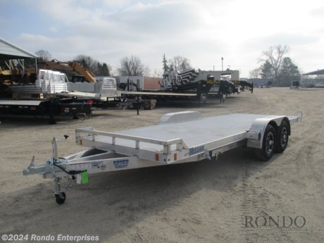 Stock #17813 New 2022 Mission 80x20&#39; Car Hauler, Model: MOCH8X20TILT, 9990 lbs GVW; Number of axle(s): 2; Per axle capacity: 5200 lbs; Aluminum construction, Bumper hitch,   All Aluminum -18&#39; Tilt + 18 inch Stationary deck, Removable Drivers side Fender, (4) 5k D-rings, Aluminum deck, 225/75 Radial tires, Aluminum Wheels, LEDs, 2 Torsion axles with electric brakes. Color: Aluminum. Estimated shipping weight as stated by Mfg: 1895#. *Spare tire is NOT included. Sold separately. *Price reflects discount for aging and/or model year (may have scratches, fading, rust spots, etc).  Estimated payload capacity: 8095 lbs, Vin #5WFBF2020NS022704.  Mfg Limited Warranty. Exclusions may apply. Located in Sycamore, IL 60178. All prices advertised do NOT include doc fee, taxes, title, and plate fees.   Go to www.rondotrailer.com for more information and to see our HUGE selection of inventory.  We&#39;re here to help because we&#39;re always behind you!     Tags:Car Hauler   Aluminum Aluminum Car Hauler Car Car Car Haulers Carhauler Car Hauler Flatbed Trailer Race Car Hauler.