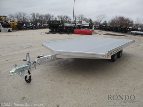 Stock #17822 New 2023 Aluma 102x14&#39; Snowmobile, Model: 8614D-TA-EL-R-12SL, 4400 lbs GVW; Number of axle(s): 2; Per axle capacity: 2200 lbs; Aluminum construction, Bumper hitch,   Scratch &amp; Dent Special! 3-Place, Drive on/off, ST145/R12 tires, Steel wheels, Nudo Flooring .625 x 4&#39; x 8&#39; GRAY Quadripple w/o Backer, LEDs, (2) Torsion axles with electric brakes. Color: Aluminum. Estimated shipping weight as stated by Mfg: 850#. *Spare tire is NOT included. Sold separately. *Price reflects discount for aging and/or model year (may have scratches, fading, rust spots, etc).   Estimated payload capacity: 3550 lbs, Vin #1YGSE1427PB264845.  5 year Mfg Limited Warranty. Exclusions may apply. Located in Sycamore, IL 60178. All prices advertised do NOT include doc fee, taxes, title, and plate fees.   Go to www.rondotrailer.com for more information and to see our HUGE selection of inventory.  We&#39;re here to help because we&#39;re always behind you!     Tags:Snowmobile Open Snowmobile  Aluminum  Other Snowmobile Other Trailers Snowmobile Snowmobile Trailers  .