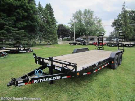 Stock #18203 New 2023 PJ Trailer 83x20&#39; Equipment, Model: CCJ2072BSBK, 14000 lbs GVW; Number of axle(s): 2; Per axle capacity: 7000 lbs; Steel construction, Bumper hitch,  2&#39; Dove, Stand up ramps, Spare mount, 10k Jack, Adjustable Coupler or pintle ring, LEDs, 2 Dexrer axles with electric brakes. Primer + Powder coat Color: Black. Estimated empty weight 3100#. *Spare tire is NOT included. Sold separately.   Estimated payload capacity: 10900 lbs, Vin #4P51C2521P4001541.  3 year Mfg Limited Warranty. Exclusions may apply. Located in Sycamore, IL 60178. All prices advertised do NOT include doc fee, taxes, title, and plate fees.   Go to www.rondotrailer.com for more information and to see our HUGE selection of inventory.  We&#39;re here to help because we&#39;re always behind you!     Tags:Equipment     Other Flatbed Heavy Equipment Trailers Equipment Equipment Trailer Flatbed Trailer .