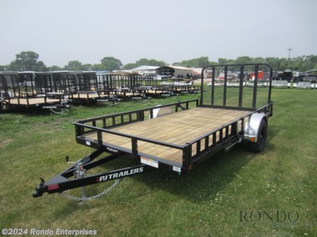 Stock #18279 New 2024 PJ Trailer 83x14&#39; Single Axle Utility, Model: U821431DSFKAT, 2995 lbs GVW; Number of axle(s): 1; Per axle capacity: 3500 lbs; Steel construction, Bumper hitch,   Gate (fold in), Side ramps, Spare mount, Ready Rail feature, Radial tires, LEDs, Lippert Spring idler axle. Primer + powder coat Color: Black. Estimated shipping weight as stated by Mfg: 1480#. *Spare tire is NOT included. Sold separately. *Price reflects discount for aging and/or model year (may have scratches, fading, rust spots, etc).   Estimated payload capacity: 1515 lbs, Vin #3CV1U1812R2660862.  3 year Mfg Limited Warranty. Exclusions may apply. Located in Sycamore, IL 60178. All prices advertised do NOT include doc fee, taxes, title, and plate fees.   Go to www.rondotrailer.com for more information and to see our HUGE selection of inventory.  We&#39;re here to help because we&#39;re always behind you!     Tags:Single Axle Utility     Utility Open Utility Trailers Utility Utility Trailer Landscape Trailer Trailers - Other.