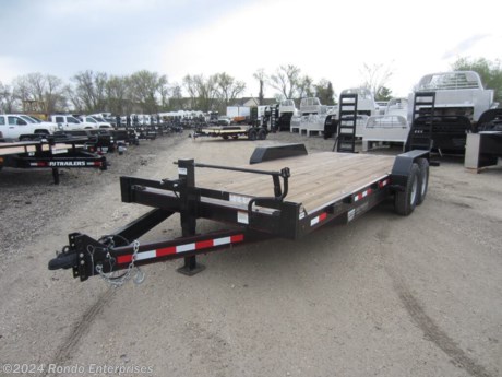 Stock #17271 New 2022 Eagle 83x20&#39; Equipment, Model: 7X20FTA70-14000, 14000 lbs GVW; Number of axle(s): 2; Per axle capacity: 7000 lbs; Steel construction, Bumper hitch,   2&#39; Dove steel, 5&#39; Easi-lift Stand up Ramps, Fork pockets, Removable fenders, 10k jack, Spare mount, (4) D-rings, Wood deck, 16 inch Radial tires, Adjustable Coupler or pintle ring, Front guard, LEDs, 2 axles with electric brakes. Color: Black. Estimated shipping weight as stated by Mfg: 2900#. *Spare tire is NOT included. Sold separately. *Price reflects discount for aging and/or model year (may have scratches, fading, rust spots, etc).   Estimated payload capacity: 11100 lbs, Vin #4ETF72029N1006831.  3 year Mfg Limited Warranty. Exclusions may apply. Located in Sycamore, IL 60178. All prices advertised do NOT include doc fee, taxes, title, and plate fees.   Go to www.rondotrailer.com for more information and to see our HUGE selection of inventory.  We&#39;re here to help because we&#39;re always behind you!     Tags:Equipment     Other Flatbed Heavy Equipment Trailers Equipment Equipment Trailer Flatbed Trailer .