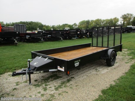 Stock #18428 New 2023 Rice 76x14&#39; Single Axle Utility, Model: SST7614, 2990 lbs GVW; Number of axle(s): 1; Per axle capacity: 3500 lbs; Steel construction, Bumper hitch,   Stealth - Gate, 14 inch tall solid sides, Front storage box, 2k Jack, Treated Wood, LEDs, Dexter axle - No brakes. Color: Gray. Estimated empty weight 1350#. *Spare tire is NOT included. Sold separately.   Estimated payload capacity: 1640 lbs, Vin #4RWBS1419PH048434.  1 year Mfg Limited Warranty. Exclusions may apply. Located in Sycamore, IL 60178. All prices advertised do NOT include doc fee, taxes, title, and plate fees.   Go to www.rondotrailer.com for more information and to see our HUGE selection of inventory.  We&#39;re here to help because we&#39;re always behind you!     Tags:Single Axle Utility     Utility Open Utility Trailers Utility Utility Trailer Landscape Trailer Trailers - Other.