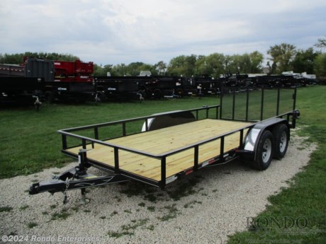 Stock #18443 New 2024 Wesco 82x16&#39; Utility, Model: Utility, 7000 lbs GVW; Number of axle(s): 2; Per axle capacity: 3500 lbs; Steel construction, Bumper hitch,   2&#39; Dove, 3&#39; Gate, 15 inch LRD Radial tires, LEDs (surface mt), 2 inch A-frame coupler, Wrap tongue, 2 TK Idler axles - No brakes. Color: Black. Estimated empty weight 1600#. *Spare tire is NOT included. Sold separately.  *Please note: REI does NOT recommend using the full payload capacity/GVW without brakes being installed, even though the mfg has rated the trailer with a 7k GVW.  Estimated payload capacity: 5400 lbs, Vin #4RZFU1627RM004320.  Mfg Limited Warranty. Exclusions may apply. Located in Sycamore, IL 60178. All prices advertised do NOT include doc fee, taxes, title, and plate fees.   Go to www.rondotrailer.com for more information and to see our HUGE selection of inventory.  We&#39;re here to help because we&#39;re always behind you!     Tags:Tandem Axle Utility     Utility Utility Utility Trailers Utility Utility Trailer Landscape Trailer Trailers - Other.