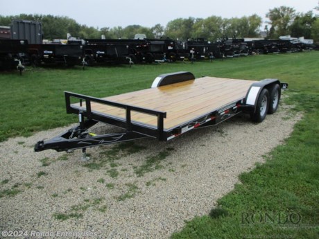 Stock #18437 New 2024 Wesco 82x18&#39; Car Hauler, Model: Carhauler, 7000 lbs GVW; Number of axle(s): 2; Per axle capacity: 3500 lbs; Steel construction, Bumper hitch,   2&#39; Dove, Slide in ramps, 15 inch LRD Radial tires, LEDs (surface mt), 2 inch A-frame coupler, Wrap tongue, 2 TK axles with electric brakes on 1 axle (no breakaway switch). Color: Black. Estimated empty weight 2100#. *Spare tire is NOT included. Sold separately.   Estimated payload capacity: 4900 lbs, Vin #4RZFU1826RM003009.  Mfg Limited Warranty. Exclusions may apply. Located in Sycamore, IL 60178. All prices advertised do NOT include doc fee, taxes, title, and plate fees.   Go to www.rondotrailer.com for more information and to see our HUGE selection of inventory.  We&#39;re here to help because we&#39;re always behind you!     Tags:Car Hauler     Car Car Car Haulers Carhauler Car Hauler Flatbed Trailer Race Car Hauler.