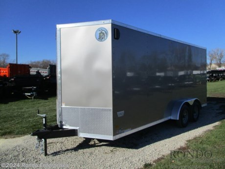 Stock #18538 New 2024 Darkhorse 7x18&#39; Enclosed Cargo, Model: DHW7X18TA35, 7000 lbs GVW; Number of axle(s): 2; Per axle capacity: 3500 lbs; Steel construction, Bumper hitch,   2500 Series - Med duty Ramp w flap, 36 inch Side door, 12 inch Extra height, 18 inch Wedge nose, 3/8 inch plywood Walls, (4) D-rings, Stab Jacks, Side Vents, 16 inch on center Hat post Walls/Floor, 24 inch Stoneguard, Radial tires, .030 Semi-Screwless skin (color matching screws on seams), Aluminum roof, LEDs, 2 Dexter Spring axles with electric brakes, 7 Feet Interior Height. Color: Pewter. Estimated empty weight 2890#. *Spare tire is NOT included. Sold separately.   Estimated payload capacity: 4110 lbs, Vin #7LZBE1826RW116228.  Mfg Limited Warranty. Exclusions may apply. Located in Sycamore, IL 60178. All prices advertised do NOT include doc fee, taxes, title, and plate fees.   Go to www.rondotrailer.com for more information and to see our HUGE selection of inventory.  We&#39;re here to help because we&#39;re always behind you!     Tags:Enclosed Cargo     Cargo Enclosed Cargo Haulers Cargo_enclosed Enclosed Trailer Cargo Trailer .