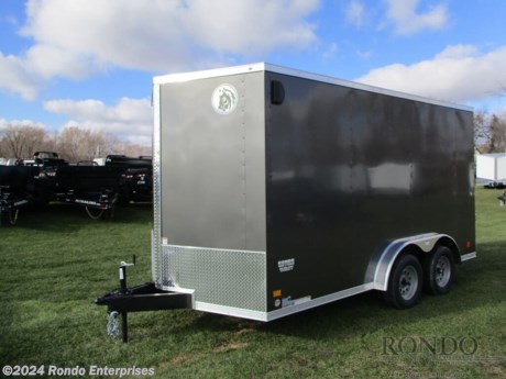 Stock #18545 New 2024 Darkhorse 7.5x14&#39; Enclosed Cargo, Model: DHW7.5X14TA35, 7000 lbs GVW; Number of axle(s): 2; Per axle capacity: 3500 lbs; Steel construction, Bumper hitch,   7.5&#39; wide 2500 Series -3k Ramp w flap, 36 inch Side door, 6 inch Extra height, 18 inch Wedge nose, Beavertail, 3/8 inch plywood Walls, (4) D-rings, Side Vents, 16 inch on center Hat post Walls/Floor, 24 inch Stoneguard, Radial tires, .030 Semi-Screwless skin (color matching screws on seams), Aluminum roof, LEDs, 2 Dexter Spring axles with electric brakes, 7 Feet Interior Height. Color: Charcoal. Estimated empty weight 2490#. *Spare tire is NOT included. Sold separately.   Estimated payload capacity: 4510 lbs, Vin #7LZBE142XRW116240.  Mfg Limited Warranty. Exclusions may apply. Located in Sycamore, IL 60178. All prices advertised do NOT include doc fee, taxes, title, and plate fees.   Go to www.rondotrailer.com for more information and to see our HUGE selection of inventory.  We&#39;re here to help because we&#39;re always behind you!     Tags:Enclosed Cargo     Cargo Enclosed Cargo Haulers Cargo_enclosed Enclosed Trailer Cargo Trailer .