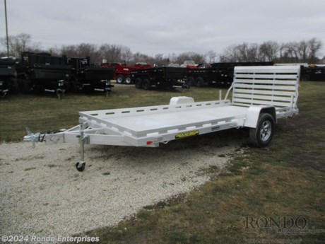 Stock #18597 New 2024 Aluma 78x15&#39; Aluminum Single Axle Utility, Model: 7815S-EL-TG-TR, 4000 lbs GVW; Number of axle(s): 1; Per axle capacity: 4000 lbs; Aluminum construction, Bumper hitch,   Gate, Stab legs, 15 inch Tires &amp; Aluminum Wheel, LEDs, (1)Lippert  4k Torsion axle with electric brakes. Color: Aluminum. Estimated empty weight 820#. *Spare tire is NOT included. Sold separately.   Estimated payload capacity: 3180 lbs, Vin #1YGUS1514RB280723.  5 year Mfg Limited Warranty. Exclusions may apply. Located in Sycamore, IL 60178. All prices advertised do NOT include doc fee, taxes, title, and plate fees.   Go to www.rondotrailer.com for more information and to see our HUGE selection of inventory.  We&#39;re here to help because we&#39;re always behind you!     Tags:Single Axle Utility   Aluminum Aluminum Single Axle Utility Utility Open Utility Trailers Utility Utility Trailer Landscape Trailer Trailers - Other.