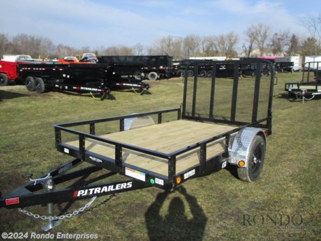 Stock #18627 New 2024 PJ Trailer 77x10&#39; Single Axle Utility, Model: U721031DSGK, 2995 lbs GVW; Number of axle(s): 1; Per axle capacity: 3500 lbs; Steel construction, Bumper hitch,   Gate, Ready Rail feature, Radial tires, LEDs, Lippert Idler axle, No brakes. Primer + powder coat Color: Black. Estimated empty weight 1220#. *Spare tire is NOT included. Sold separately.   Estimated payload capacity: 1775 lbs, Vin #3CV1U1414R2668399.  3 year Mfg Limited Warranty. Exclusions may apply. Located in Sycamore, IL 60178. All prices advertised do NOT include doc fee, taxes, title, and plate fees.   Go to www.rondotrailer.com for more information and to see our HUGE selection of inventory.  We&#39;re here to help because we&#39;re always behind you!     Tags:Single Axle Utility     Utility Open Utility Trailers Utility Utility Trailer Landscape Trailer Trailers - Other.