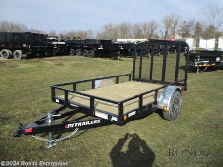 Stock #18625 New 2024 PJ Trailer 72x10&#39; Single Axle Utility, Model: U221031DSGK, 2995 lbs GVW; Number of axle(s): 1; Per axle capacity: 3500 lbs; Steel construction, Bumper hitch,   Gate, Ready Rail feature, Radial tires, LEDs, Lippert Idler axle, No brakes. Primer + powder coat Color: Black. Estimated empty weight 1140#. *Spare tire is NOT included. Sold separately.   Estimated payload capacity: 1855 lbs, Vin #3CV1U1419R2667944.  3 year Mfg Limited Warranty. Exclusions may apply. Located in Sycamore, IL 60178. All prices advertised do NOT include doc fee, taxes, title, and plate fees.   Go to www.rondotrailer.com for more information and to see our HUGE selection of inventory.  We&#39;re here to help because we&#39;re always behind you!     Tags:Single Axle Utility     Utility Open Utility Trailers Utility Utility Trailer Landscape Trailer Trailers - Other.