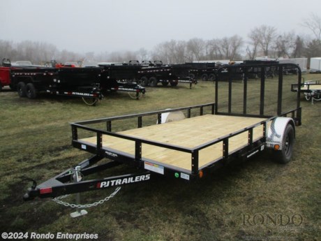 Stock #18630 New 2024 PJ Trailer 83x14&#39; Single Axle Utility, Model: U821431DSBK, 2995 lbs GVW; Number of axle(s): 1; Per axle capacity: 3500 lbs; Steel construction, Bumper hitch, A-MAY-zing Spring Sale!&amp;nbsp;April showers have come and gone. And now May is blooming with DEALS! While supplies last - Don&amp;apos;t delay! 16 inch Dove, Gate, Ready Rail feature, Radial tires, LEDs, Lippert Idler axle, No brakes. Primer + powder coat Color: Black. Estimated empty weight 1400#. *Spare tire is NOT included. Sold separately.   Estimated payload capacity: 1595 lbs, Vin #3CV1U1814R2668400.  3 year Mfg Limited Warranty. Exclusions may apply. Located in Sycamore, IL 60178. All prices advertised do NOT include doc fee, taxes, title, and plate fees.   Go to www.rondotrailer.com for more information and to see our HUGE selection of inventory.  We&#39;re here to help because we&#39;re always behind you!     Tags:Single Axle Utility     Utility Open Utility Trailers Utility Utility Trailer Landscape Trailer Trailers - Other.