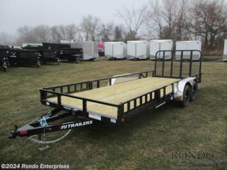 Stock #18623 New 2024 PJ Trailer 83x20&#39; Utility, Model: UL22032BSBK-ATVR-SP02, 7000 lbs GVW; Number of axle(s): 2; Per axle capacity: 3500 lbs; Steel construction, Bumper hitch,   2&#39; Dove, Gate, Side ramps, Spare mount, Ready Rail feature, Radial tires, LEDs, 2 Lippert axles with electric brakes. Primer + powder coat Color: Black. Estimated empty weight 2425#. *Spare tire is NOT included. Sold separately.   Estimated payload capacity: 4575 lbs, Vin #3CV1U2429R2668395.  3 year Mfg Limited Warranty. Exclusions may apply. Located in Sycamore, IL 60178. All prices advertised do NOT include doc fee, taxes, title, and plate fees.   Go to www.rondotrailer.com for more information and to see our HUGE selection of inventory.  We&#39;re here to help because we&#39;re always behind you!     Tags:Tandem Axle Utility     Utility Utility Utility Trailers Utility Utility Trailer Landscape Trailer Trailers - Other.